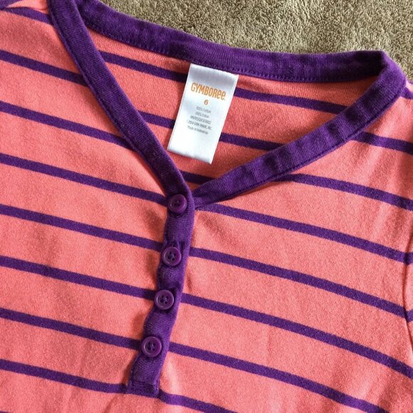 Sz 6 GUC Gymboree Coral Striped Tee - Picture 2 of 6